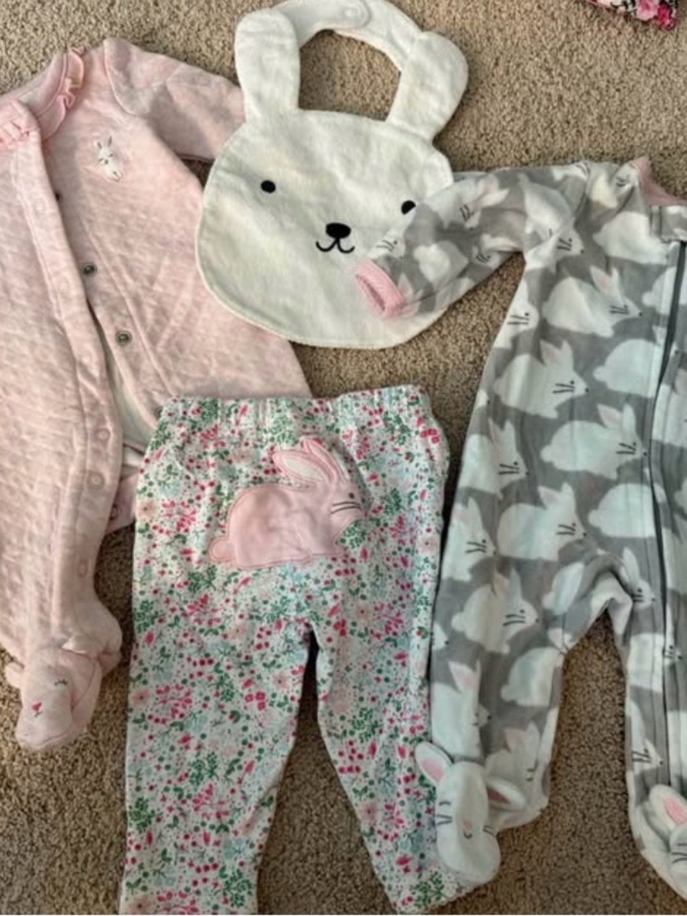Baby Bunny Sleepwear Set - Pink, Gray & White